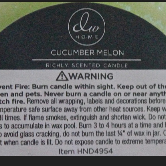 DW HOME CANDLE CUCUMBER MELON RICHLY SCENTED NEW - Picture 3 of 3